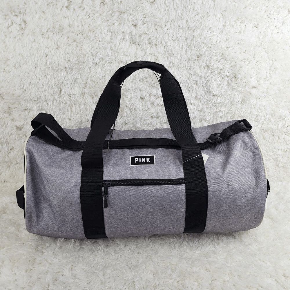 NWT Victoria's Secret Gray Black Duffle Gym Bag NWT